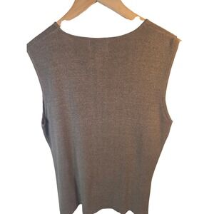 Chicos Design Womens Size 2 Linen Cotton Blend Knit Tank Top Shell Taupe Brown